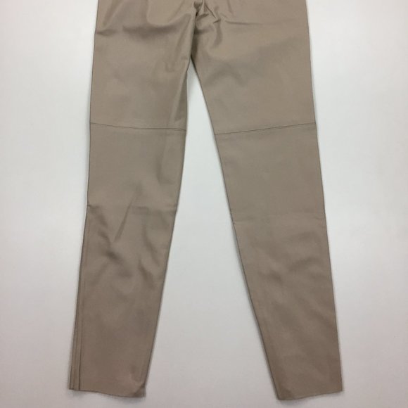 NWT ZARA Taupe VeganFaux Leather High Rise Waist Zip Ankle Hem Leggings Pants - Picture 10 of 13
